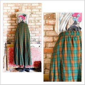 🌙 Listicle 100% orange green Cotton Plaid High-Rise Maxi 🌙